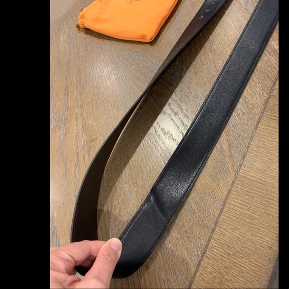 Hermes Black Belt with Silver Buckle